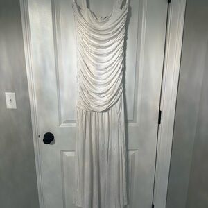 Away Cream Ruched Maxi Bridal Gown